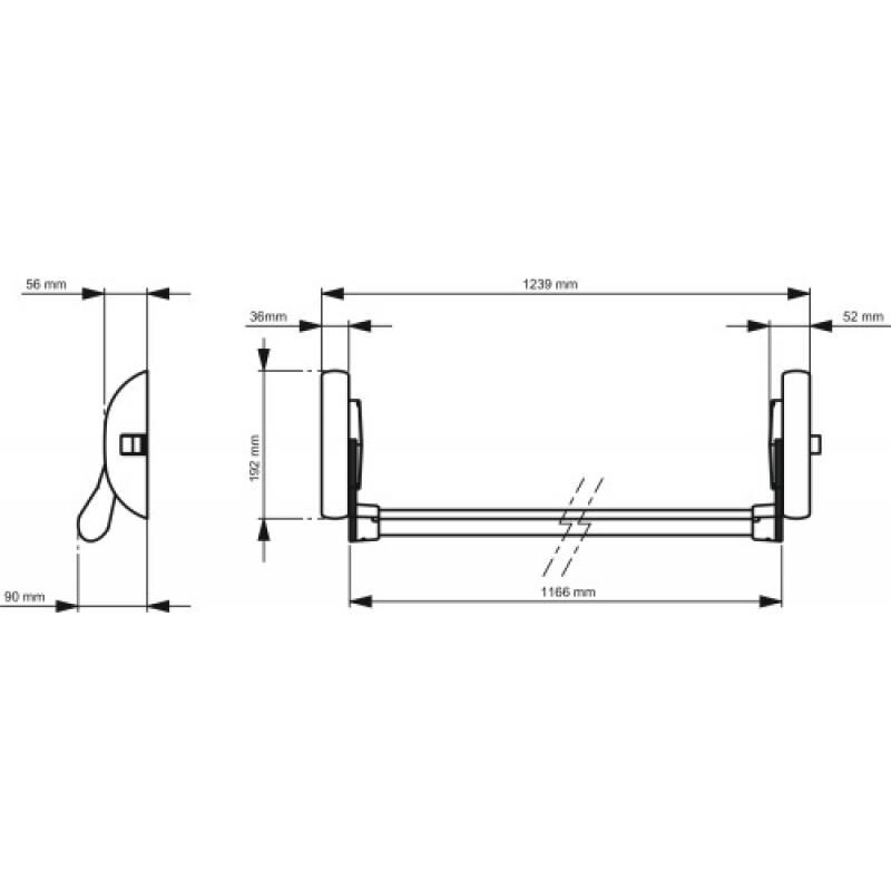 Serrures antipanique cross-bar cp 100 coupe-feu 1 point latéral DOM