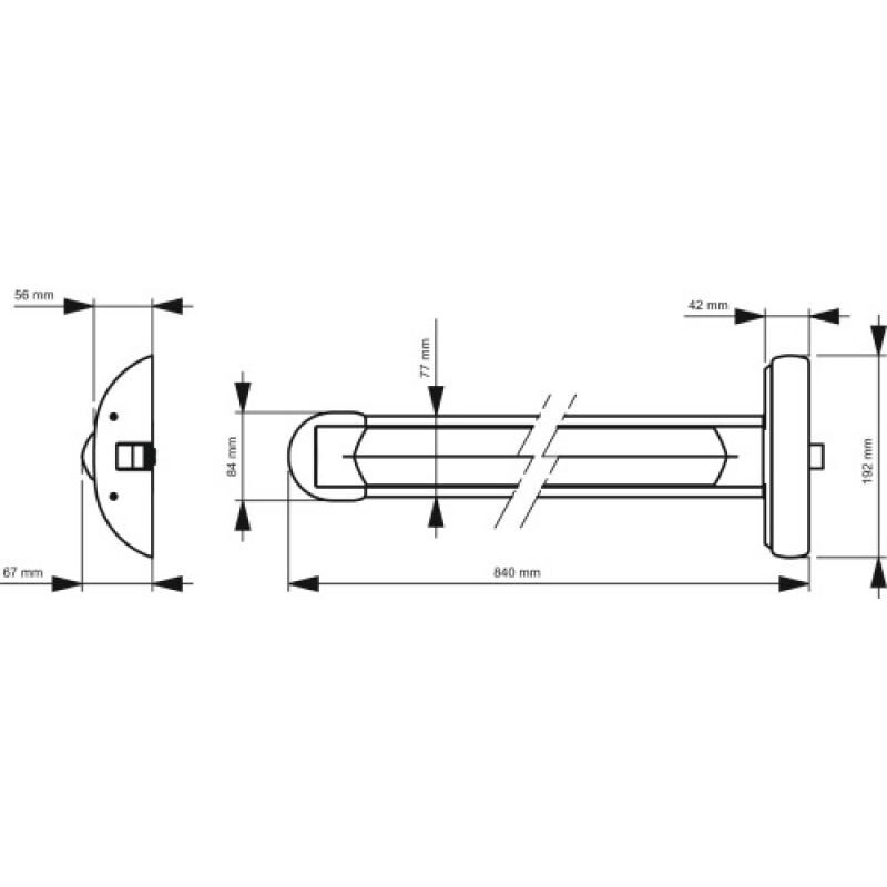 Serrures antipanique touch-bar tp 100 coupe-feu 1 point latéral DOM