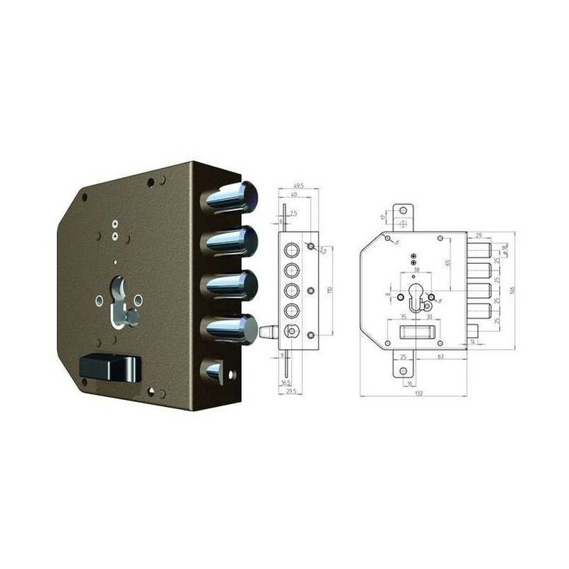 Serrures CR appliquer 2050G-51Mc avec loquet gauche Mm. 60