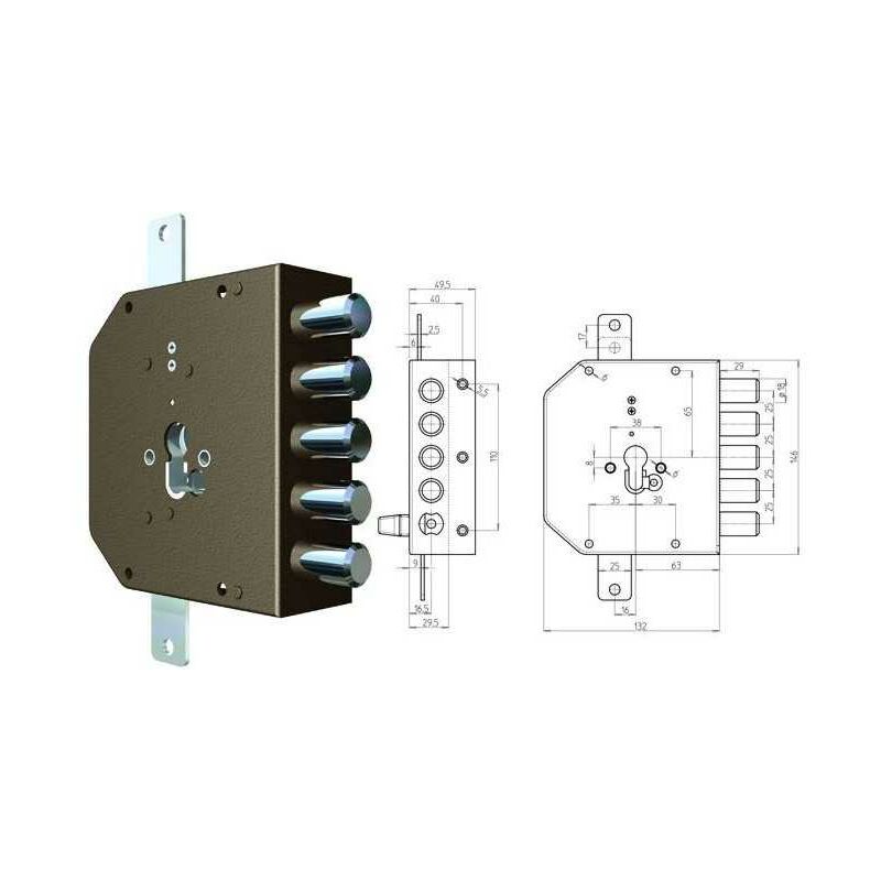 Serrures CR appliquer 2200G-51Mc s/s CR occo Sx Mm. 60