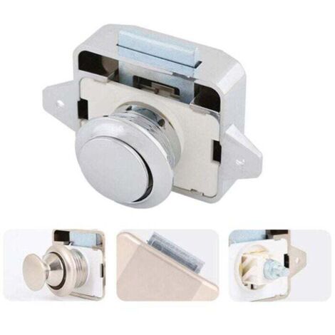 Serrures de porte à bouton-poussoir - serrures de porte de placard sans clé pour camping-car, paquet de 5, argent