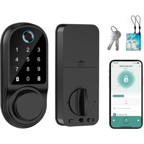 Serrures de porte intelligentes pour la maison,avec commande par mot de passe et empreinte digitale,déverrouillables via une App et Bluetooth.