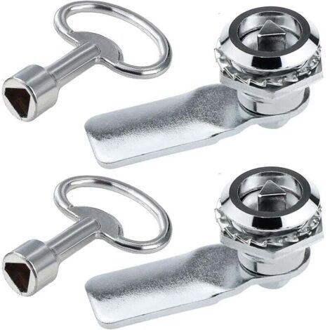 Serrures triangulaires pour coffrets de compteurs d'électricité et de gaz avec clé triangulaire pour armoire à cames (Argent - 2 pièces)