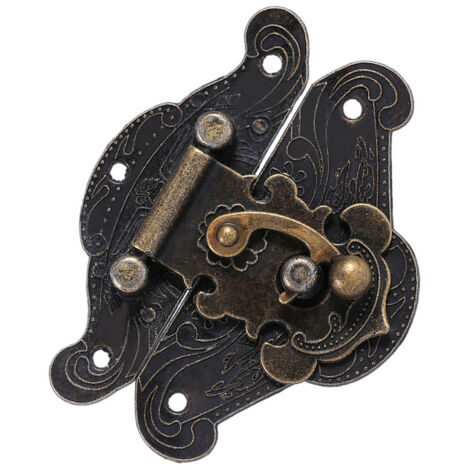 [Serrures Vintage pour Boîtes] Ancienne Plaque de Serrure Loquet Hasp Zinc Bronze [XS] Ensemble avec Vis pour Boîte à Bijoux Rétro