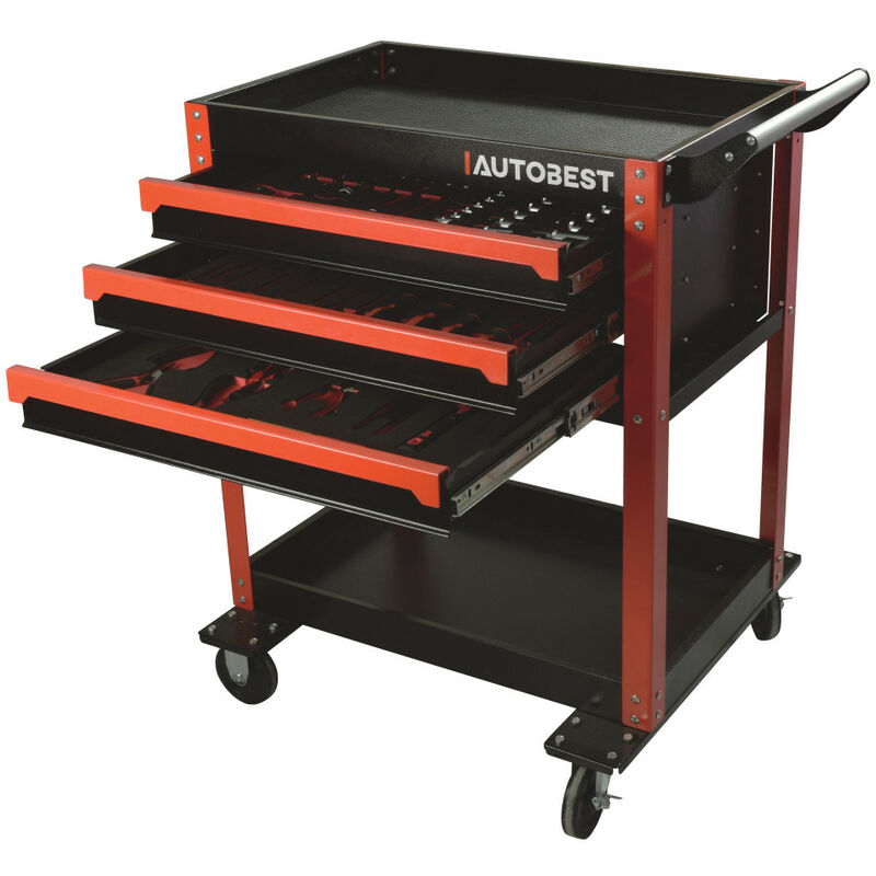 Autobest - Servante 3 tiroirs équipée 117 outils