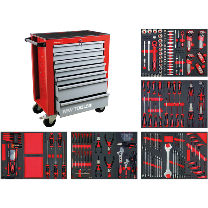 Servante d'atelier complète 211 outils Mw-tools MWE211G