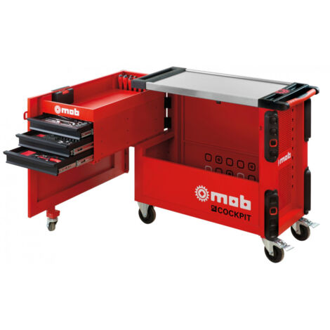 SERVANTE COCKPIT GARNIE ROUGE 190 PIÈCES MOUSSE - MOB OUTILLAGE - 9527190301