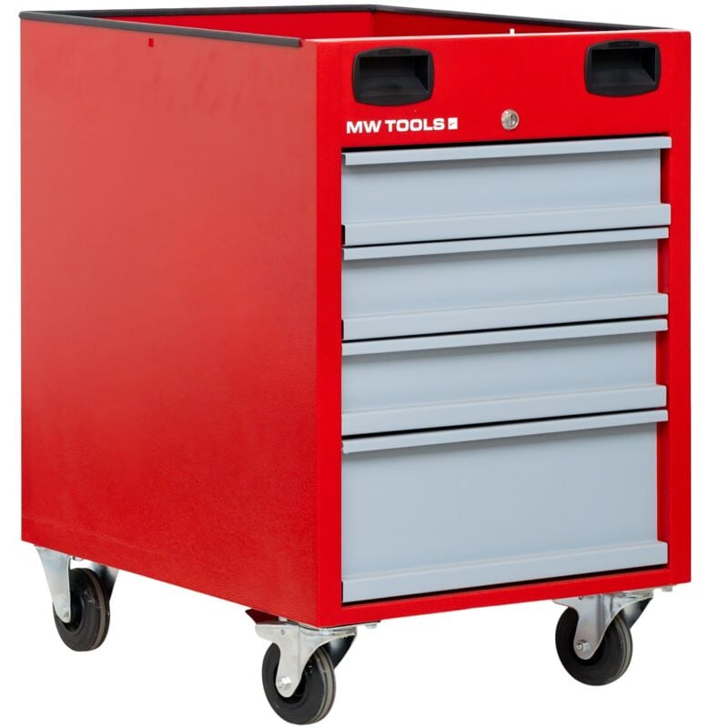 Mw Tools - Petite servante d'atelier 4 tiroirs rouge et grise compacte hauteur 775 mm idéale pour un établi MODK630/440