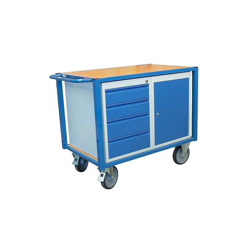 Fimm - Servante établi équipée charge 500 kg 1 bloc porte et 1 bloc tiroirs 1060 x 680 mm Diam roues 200 mm