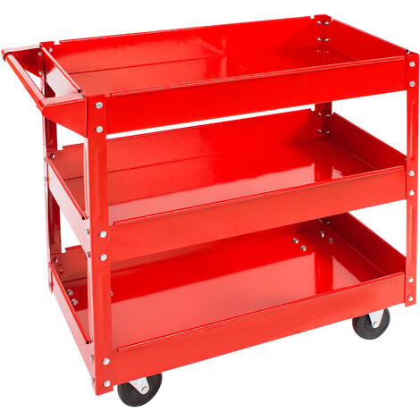 Servante d'atelier 3 étages - chariot a outils, caisse a outils, chariot servante d´atelier - rouge