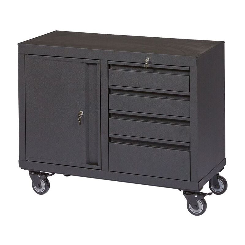Feroce - Servante d'Atelier 4 Tiroirs + 1 Armoire 1 porte sur roues Hauteur 81cm storage