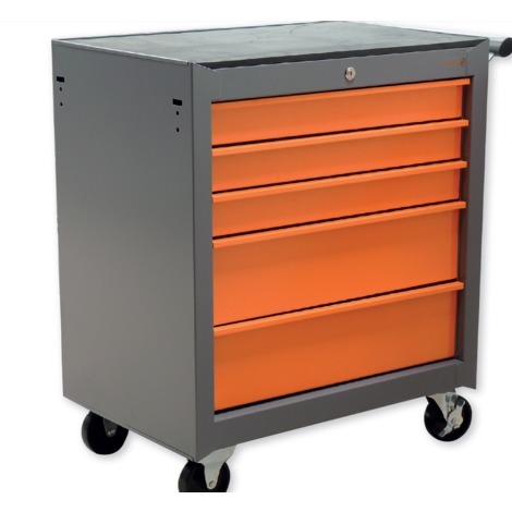 Servante d'atelier 5 tiroirs vide orange et gris STILKER - 09146--