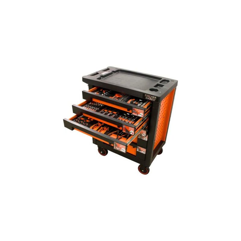Fischer Darex - Servante d'atelier 6 tiroirs équipée 126 outils dans 9 modules