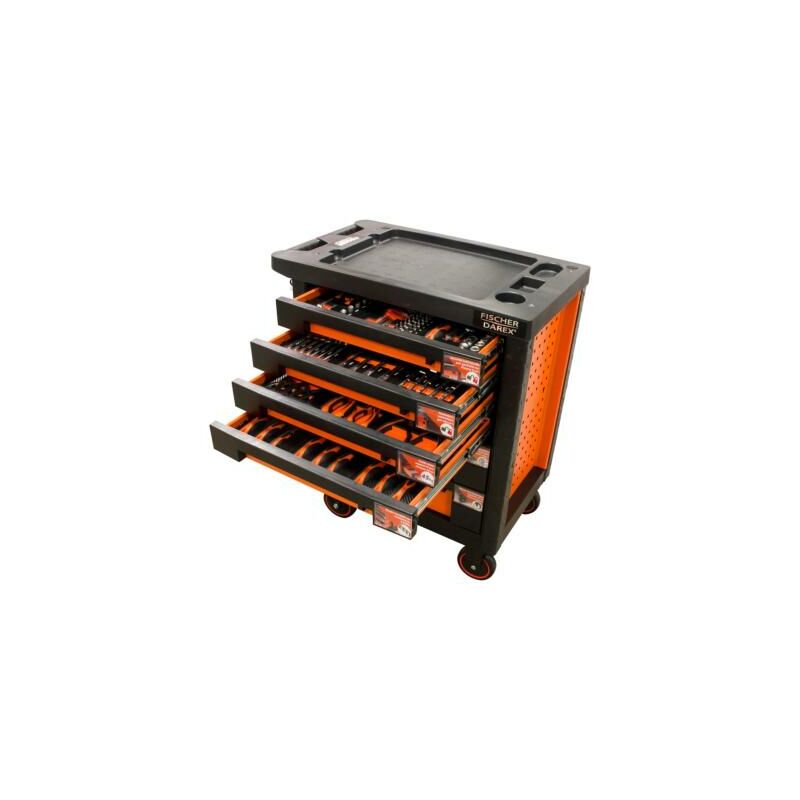Fischer Darex - Servante d'atelier 6 tiroirs équipée 144 outils dans 12 modules
