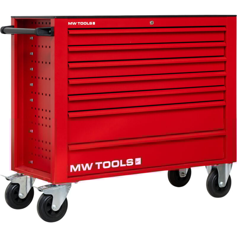 Mw Tools - Servante d'atelier 7 tiroirs rouge extra large 1055 mm avec verrouillage intégré dans la poignée grandes roues ø160 mm GW307RX