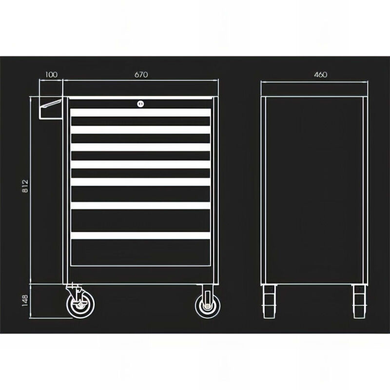 King Tony - Servante d'atelier strength vide avec plateau en bois - 7 tiroirs - 670 x 460 x 980 mm