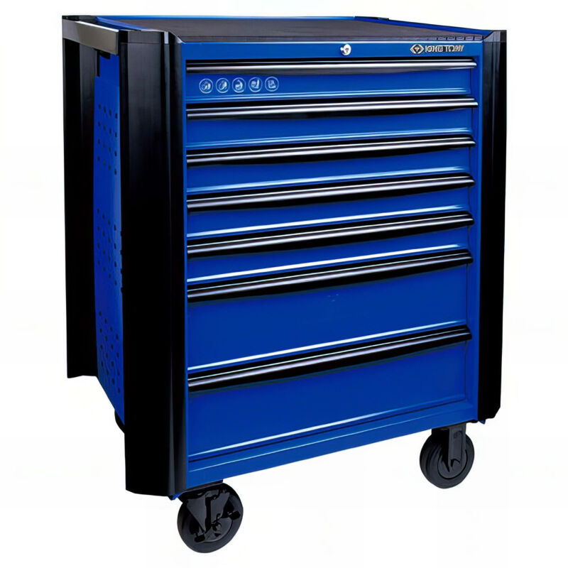 King Tony - Servante d'atelier vide bumper Bleue - 7 tiroirs - 820 x 475 x 940 mm
