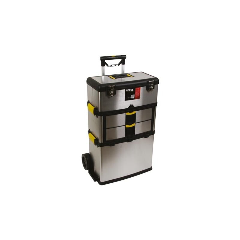 Perel - Caisse à outils avec roulettes - acier inoxydable - 570 x 354 x 830 mm