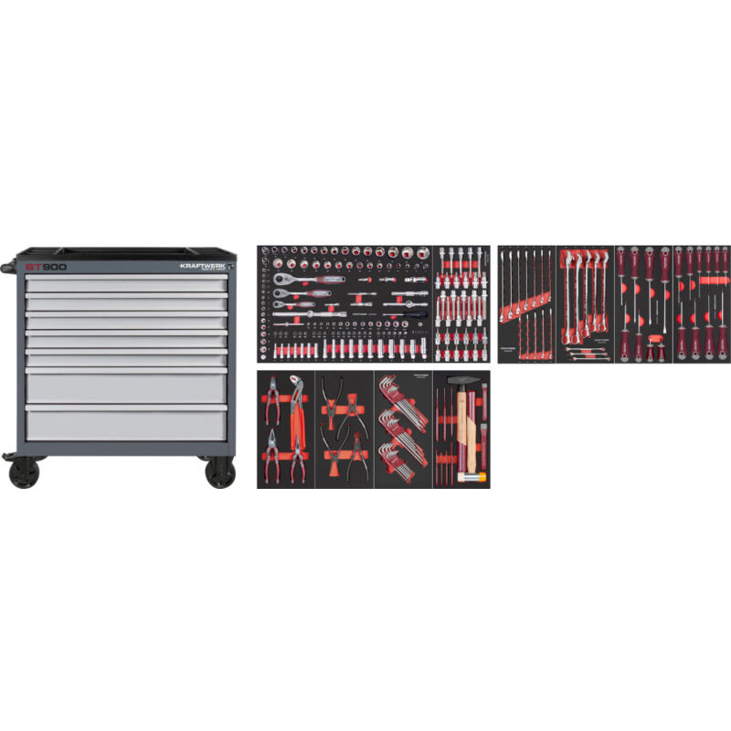 Kraftwerk - Servante d'atelier BT900, 7 tiroirs, 244 pcs