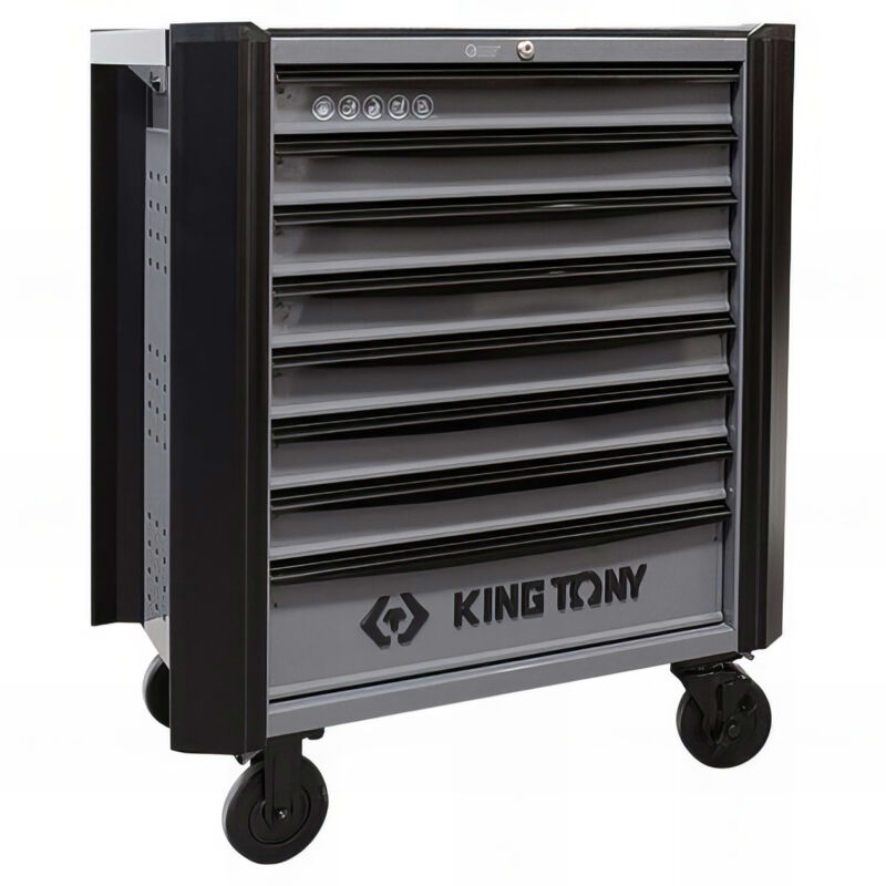 King Tony - Servante d'atelier vide bumper rfs Grise - 8 tiroirs - 820 x 475 x 940 mm