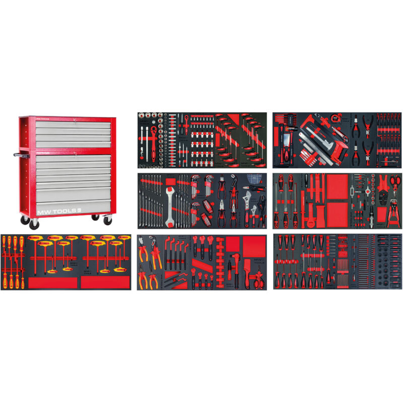 Mw Tools - Servante d'atelier complète large avec coffre ev xl 567 outils MWE599G33