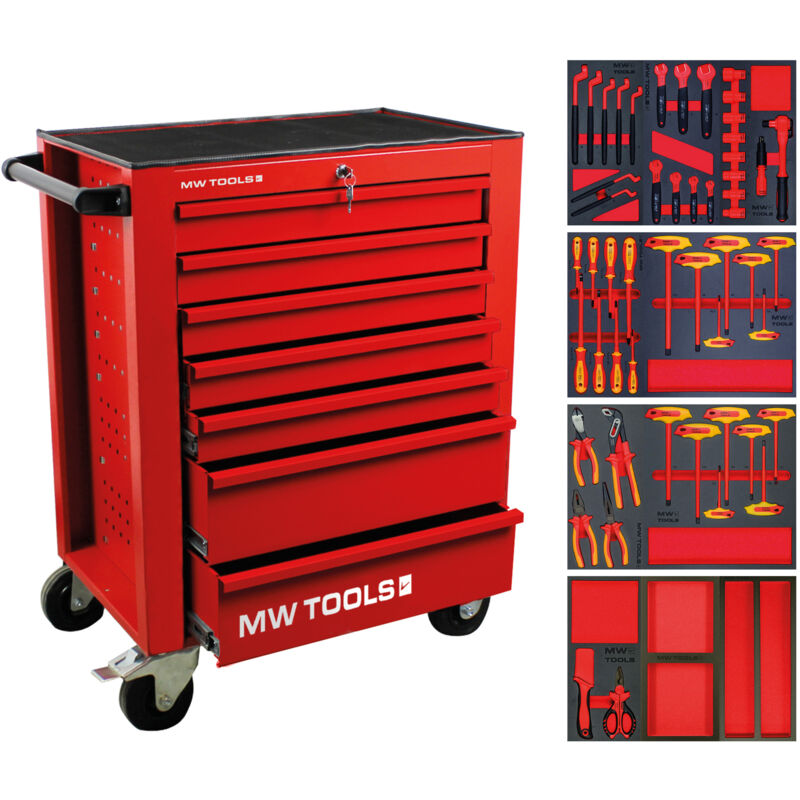 Mw Tools - Servante d'atelier complète rouge ev basic 53 outils MWE59R