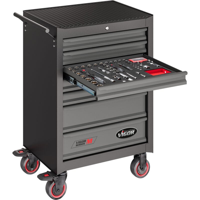 Vigor - Top promo servante d'atelier complete 219 outils avec tapis de rangement