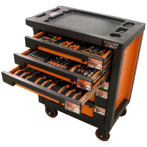 Servante d'atelier équipée pinces + clés + tournevis 76 outils