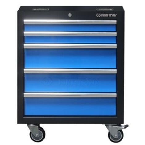 Servante d'atelier roulante 5 tiroirs avec roues – Dimensions 650x862x460mm – Fermeture à clé – Accès rapide avec glissières à billes – King Tony