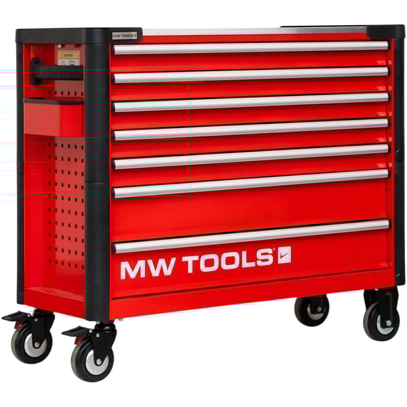 Mw Tools - Servante d'atelier 7 tiroirs rouge et noire extra large 960 mm finition haute qualité avec plan de travail en acier inoxydable GWB307