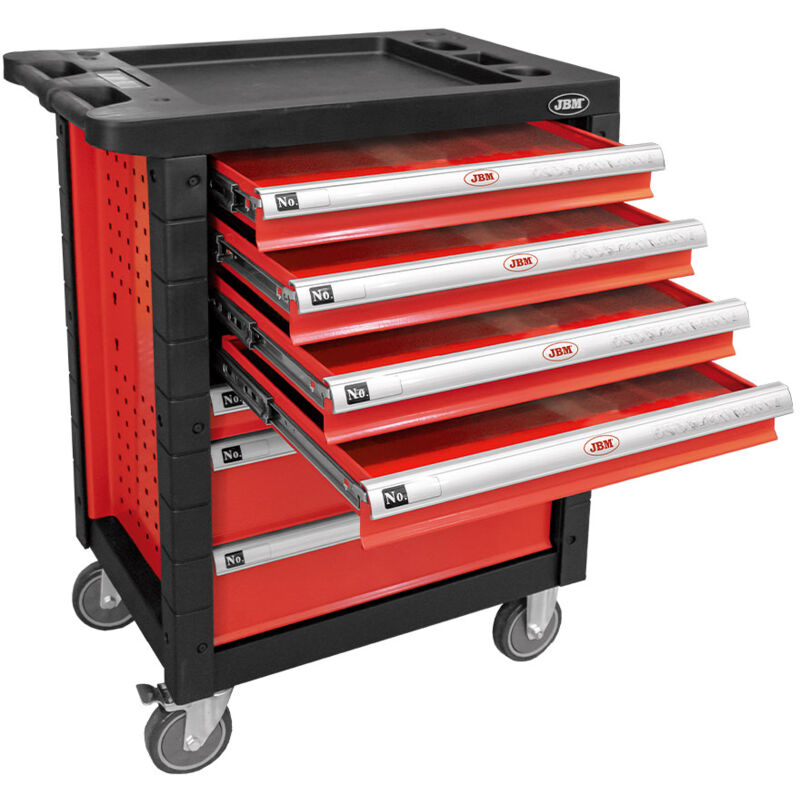 JBM - chariot à outils 7 tiroirs rouge - vide 53762