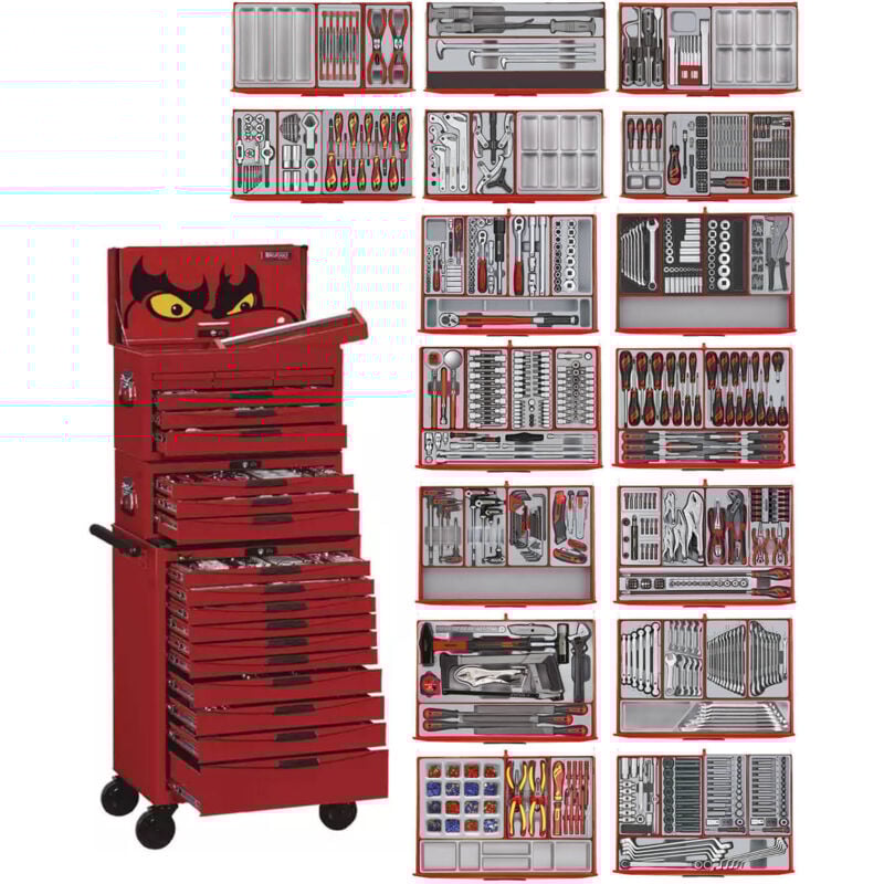 Tengtools - Servante d'atelier rouge édition 1011 pièces Mega Master set Teng Tools TCMM1011NV