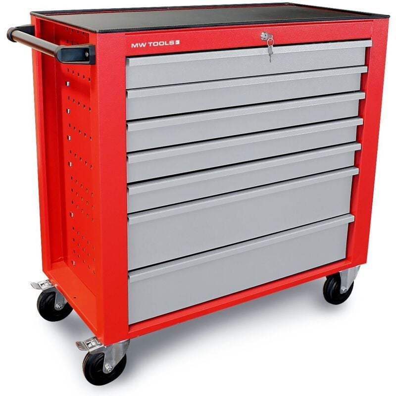 Mw Tools - Servante d'atelier 7 tiroirs rouge et grise large 940 mm en acier soudé verrouillable roues ø125 mm GW207