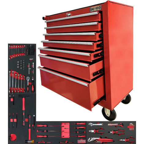 Servante d'atelier - 8 tiroirs avec 296 outils - qualité BGS - Promo