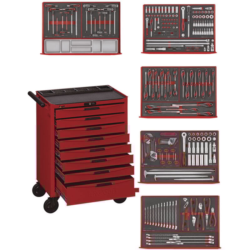 Tengtools - Servante rouge foam mini master set 8 tiroirs Teng Tools TCEMM385N8