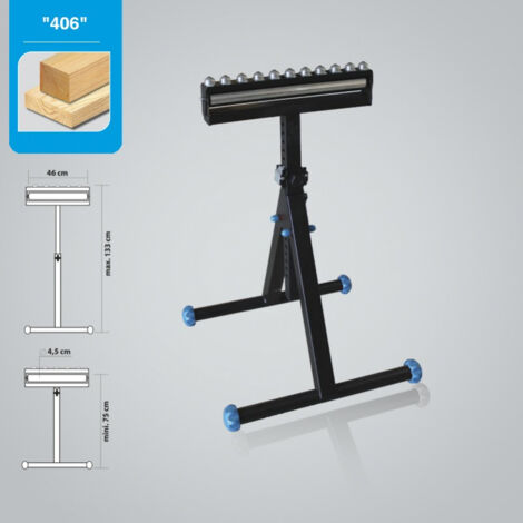 SERVANTE ROULEAU+PLATEAU A BILLES PIED DOUBLE Ht utile 75cm mini/109cm maxi-Charge 100 Kg maxi - 406.950.150 - LEMAN