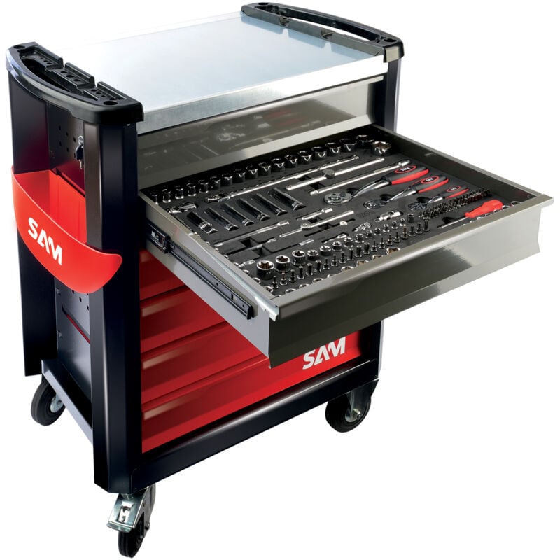 Sam Outillage - servante SERVI-630N 6 tiroirs + composition maintenance industrielle 224 outils en module mousse CPP224PM1
