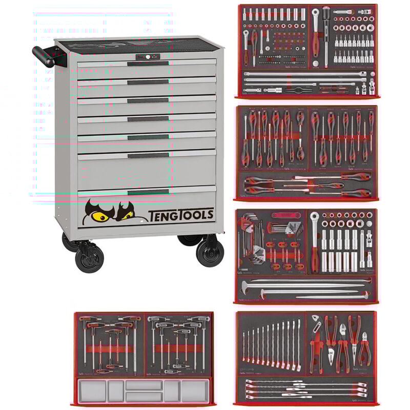 Servante silver foam mini master set 7 tiroirs Teng Tools TCEMM385NS