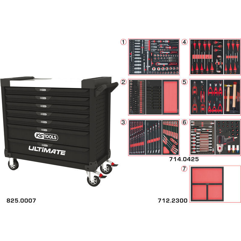 Kstools - ks Tools - Servante ultimate xl 7 tiroirs équipée de 428 outils -825.7427