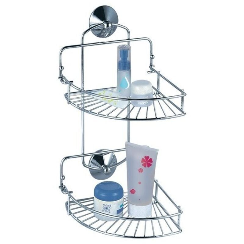 Etagère serveur de douche d'angle 2 niveaux à ventouses Chromé MSV