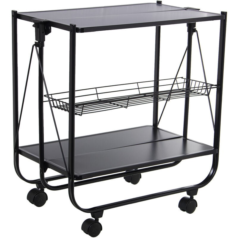 Fijalo - Serveuse Pliante En Métal Noir 68X40X70 Cm