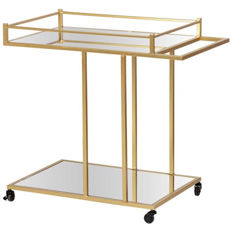 Serveuse en métal doré et cristal 78 x 46 x 74 cm