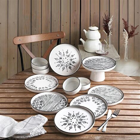 Ensembles de Vaisselle en Porcelaine Blanche Ensemble de Vaisselle en marbre, Ensembles d'assiettes et de Bols, Porcelaine de Porcelaine, 52 pièces