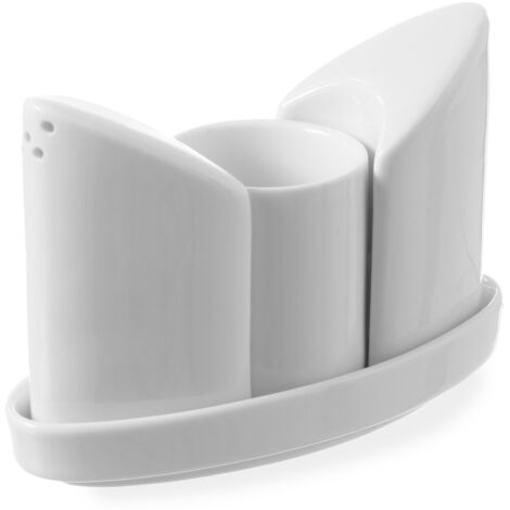 Service à épices : sel, poivre, cure-dents, porcelaine blanche - Hendi 786420
