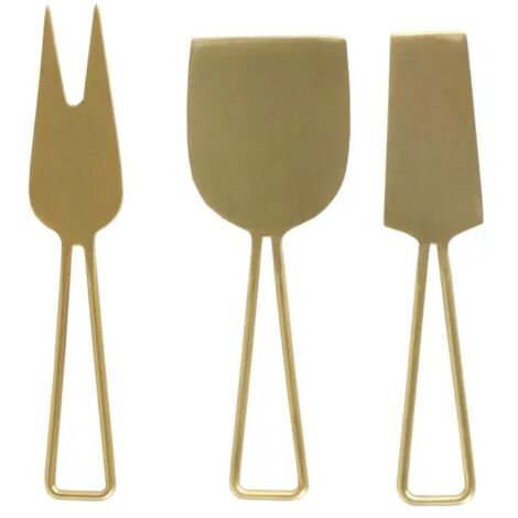Service à fromage 3 couverts acier inox doré finition brossé - 8122