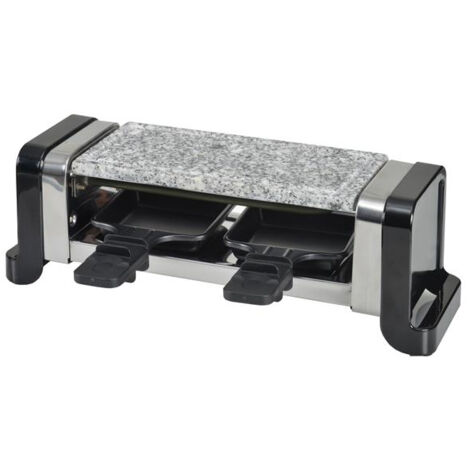 Service à raclette / gril /pierre - 350W - 2 poêlons - 2 spatules - Noir - KITCHENCHEF