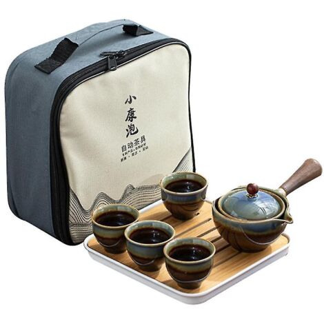 Service à thé Gongfu chinois en porcelaine, théière portable avec infuseur et théière rotatifs à 360°.