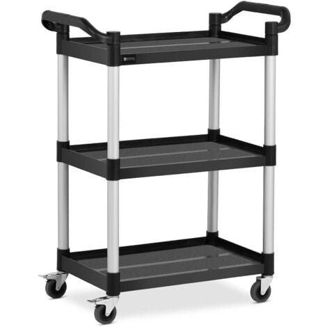 ROYAL CATERING Service Cart - 3 shelves - 63 x 40 cm - 90 kg - black - Service trolley