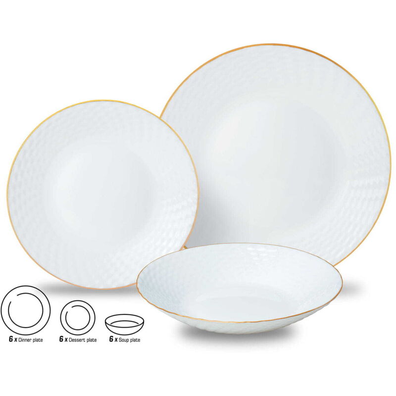 Service de table 18 pièces assiettes pour 6 personnes KINGHOFF KH-1876