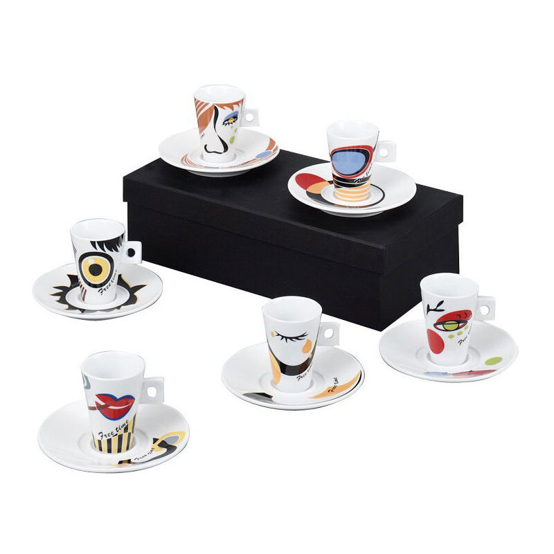 Zeller Present Espressotasse "Faces" 6 Tassen, 6 Untertassen